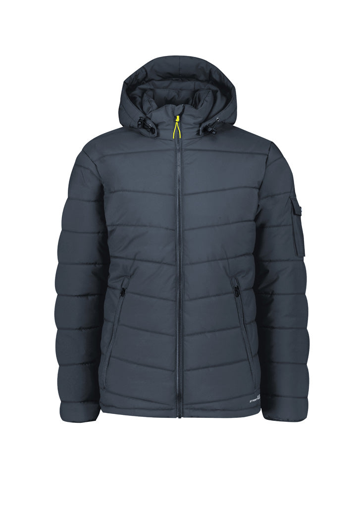 Syzmik Workwear Unisex Streetworx Hooded Puffer Jacket ZJ240 Work Wear Syzmik Charcoal Blue XXS 